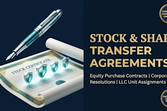 draft stock transfer agreements, equity purchase contracts, and legal resolution