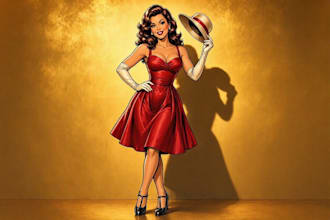 draw pin up cartoon character or illustration