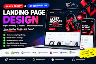 design a cyber monday black friday shopify landing page for holiday sales