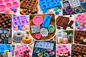 create custom 3d  molds for chocolate, resin casting, baking and silicone