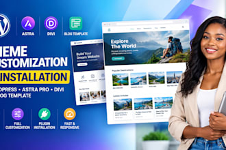 customize and install wordpress theme, astra pro, divi or blog template