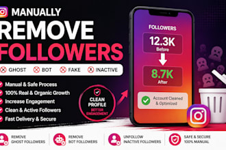 manually remove and unfollow instagram ghost bot fake inactive followers removal