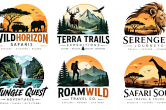 design a professional, wildlife, adventure, jungle, travel, outdoor safari logo