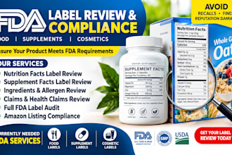 review fda food, supplement and cosmetic labels for compliance