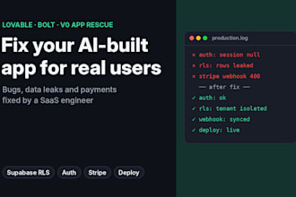fix lovable, base44 or bolt app bugs, supabase rls, auth and stripe errors