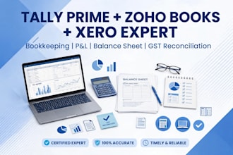 do bookkeeping in tally prime, zoho books and xero