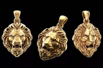 3d jewelry sculpting, custom animal pendant, 3d character jewelry model stl file