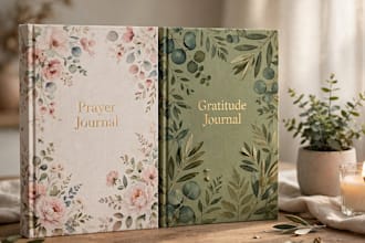 design gratitude journal, prayer journal and kdp journal interior with cover