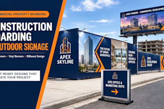 design construction hoarding, fence banners, vinyl and outdoor signage