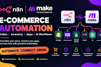 build n8n and make com ecommerce automation workflows