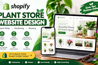 design shopify plant store flower shop gardening gift bouquet nursery website