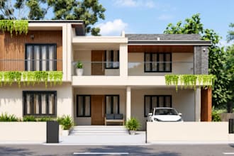 render two story residential house, remodel old duplex building , cgi exterior