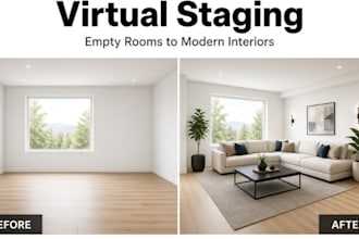 virtually stage empty rooms for real estate listings modern furniture