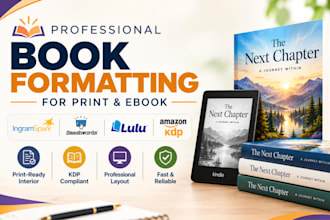 do book formatting for ingramspark, smashwords, lulu and KDP