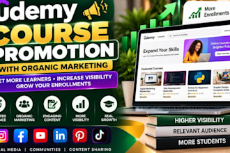 promote your online kajabi course, udemy course with organic marketing