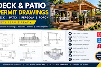 design deck permit drawings, patio, pergola, porch