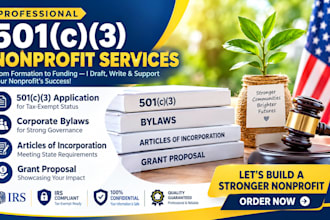 draft 501c3 nonprofit bylaws, articles and grant proposals
