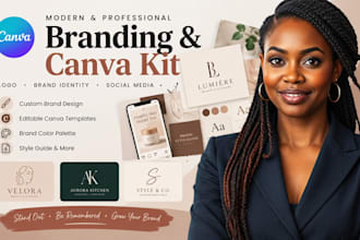 modern business minimalist logo design, custom branding and canva brand kit