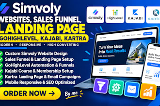 design simvoly websites, sales funnel, landing page, gohighlevel, kajabi, kartra