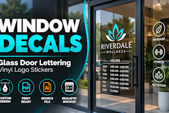 design custom window decals, glass door lettering and vinyl logo stickers