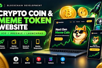 create crypto coin website meme token launch ico website nft website development
