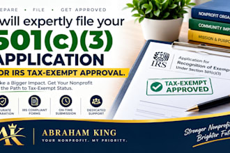 expertly file your 501c3 application for irs tax exempt approval