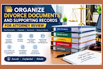 organize divorce documents and supporting records for attorney review