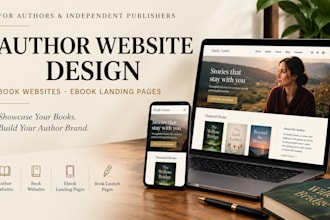 design book author website, ebook website, author website, author landing page