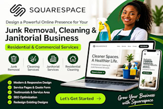 design squarespace junk cleaning agency janitorial website
