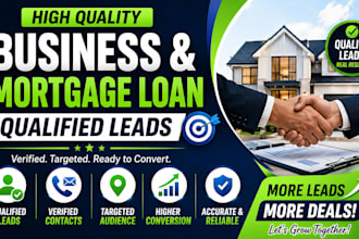 provide professional mortgage loan business loan leads