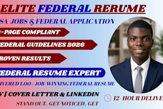write a professional federal resume for USA government jobs