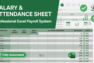 create salary sheet and attendance sheet in excel with formulas