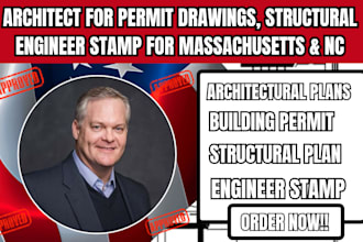 architect for permit drawing, structural engineer stamp for massachusetts, nc