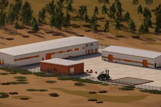 render 2d, 3d factory layout, warehouse, facility design, industrial building