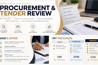 review procurement documents, tenders and supplier proposals