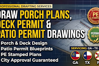 draw porch plans, deck permit, and patio permit drawings