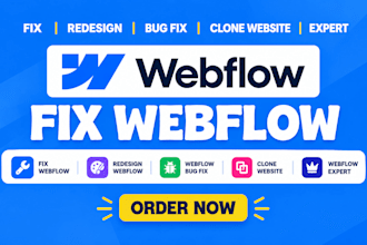 fix webflow, redesign webflow, webflow bug fix, clone website, webflow expert
