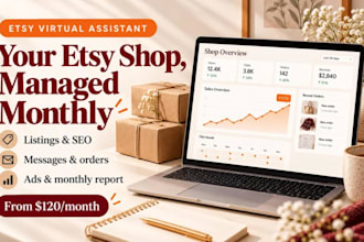 be your etsy virtual assistant and manage your etsy shop monthly