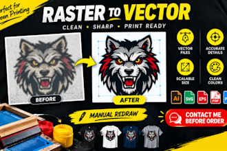 redraw blurry artwork into print ready vectors for professional screen printing