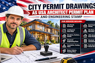 city permit drawing as USA architect permit plan and engineering stamp