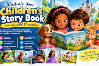 illustrate kids story book illustration, children story, book illustration