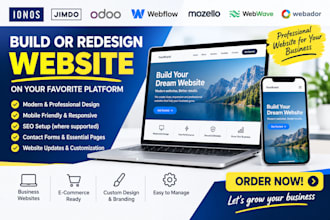 build redesign ionos, jimdo, odoo, webflow, mozello, webwave, webador website