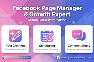 be your facebook page manager and social media manager