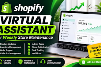shopify virtual assistant for weekly store maintenance shopify manager