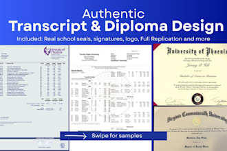design high school transcript, college transcript, diploma, ged certificate