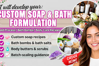 develop custom soap, bath bomb, body care formulation, cleaning products