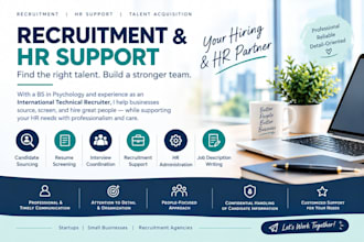 provide recruitment, candidate sourcing and HR support
