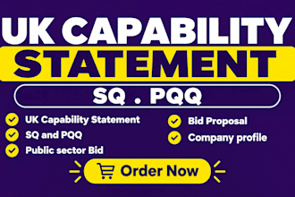 write UK capability statement, sq and pqq, sme public sector bids