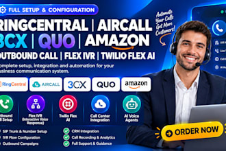 setup ringcentral aircal 3cx quo amazon, outbound call, flex ivr, twilio flex ai