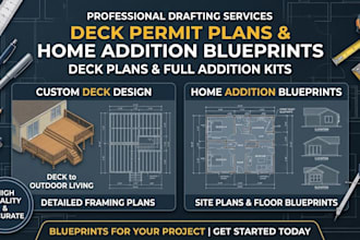 draft deck permit plans, sunroom, and home addition blueprints